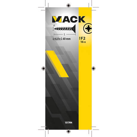 Mack 1017994 - spaanplaatschroef vz kop geelverz. 16st 6,0 x 60 mm | 5 stuks