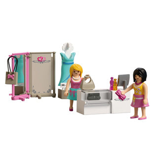 Playmobil siopa faisin mylife | 2 fhigiúr le mannequin agus cuntar | spreagann cruthaitheacht | bréagáin leanaí do leanaí ó 4 bliana | 72081