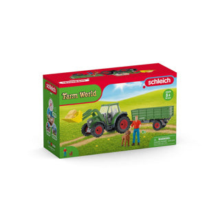 Zemědělský světový traktor Schleich s přívěsem 42608