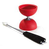 Diabolo en caoutchouc eureka avec des bâtons en aluminium rouge