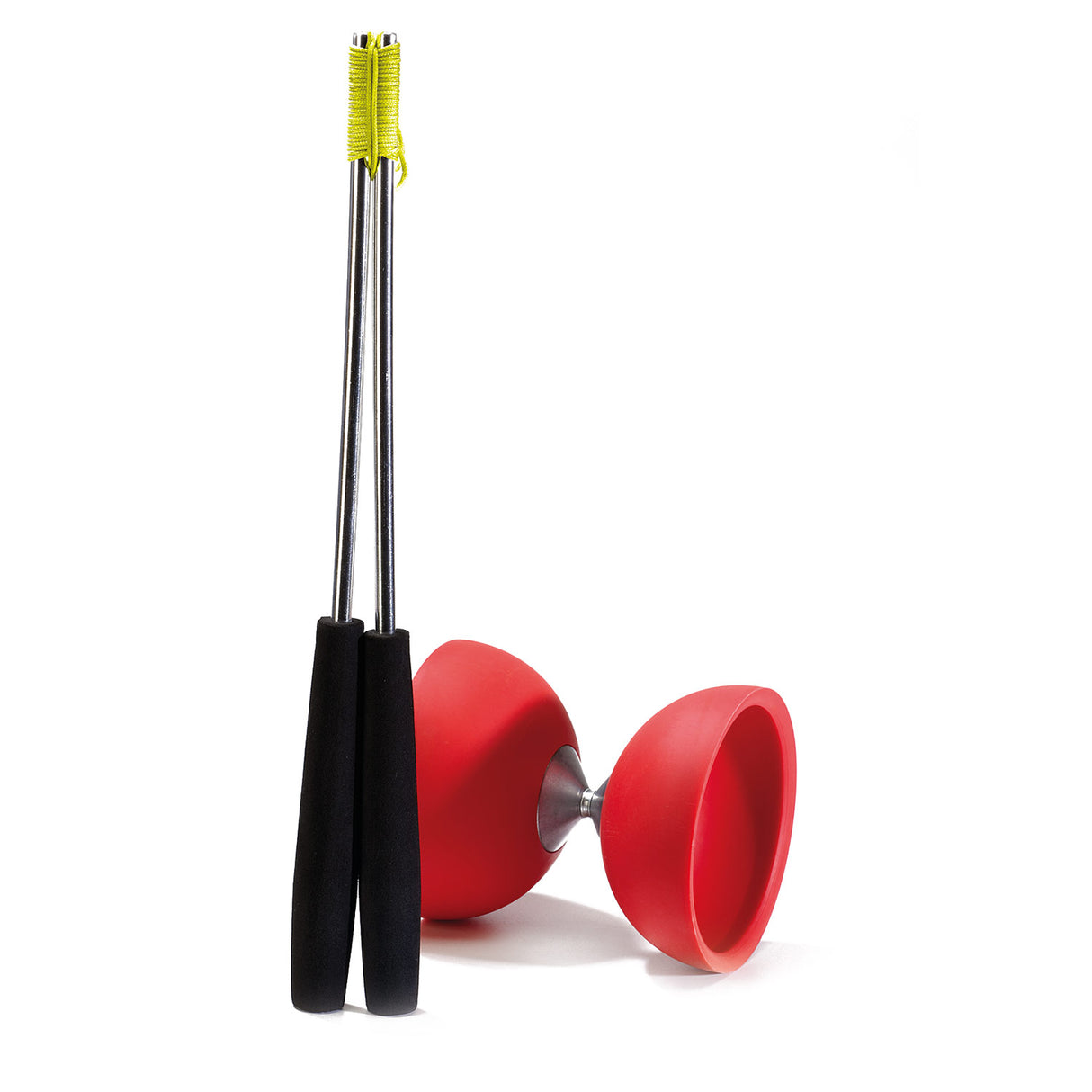 Diabolo en caoutchouc eureka avec des bâtons en aluminium rouge