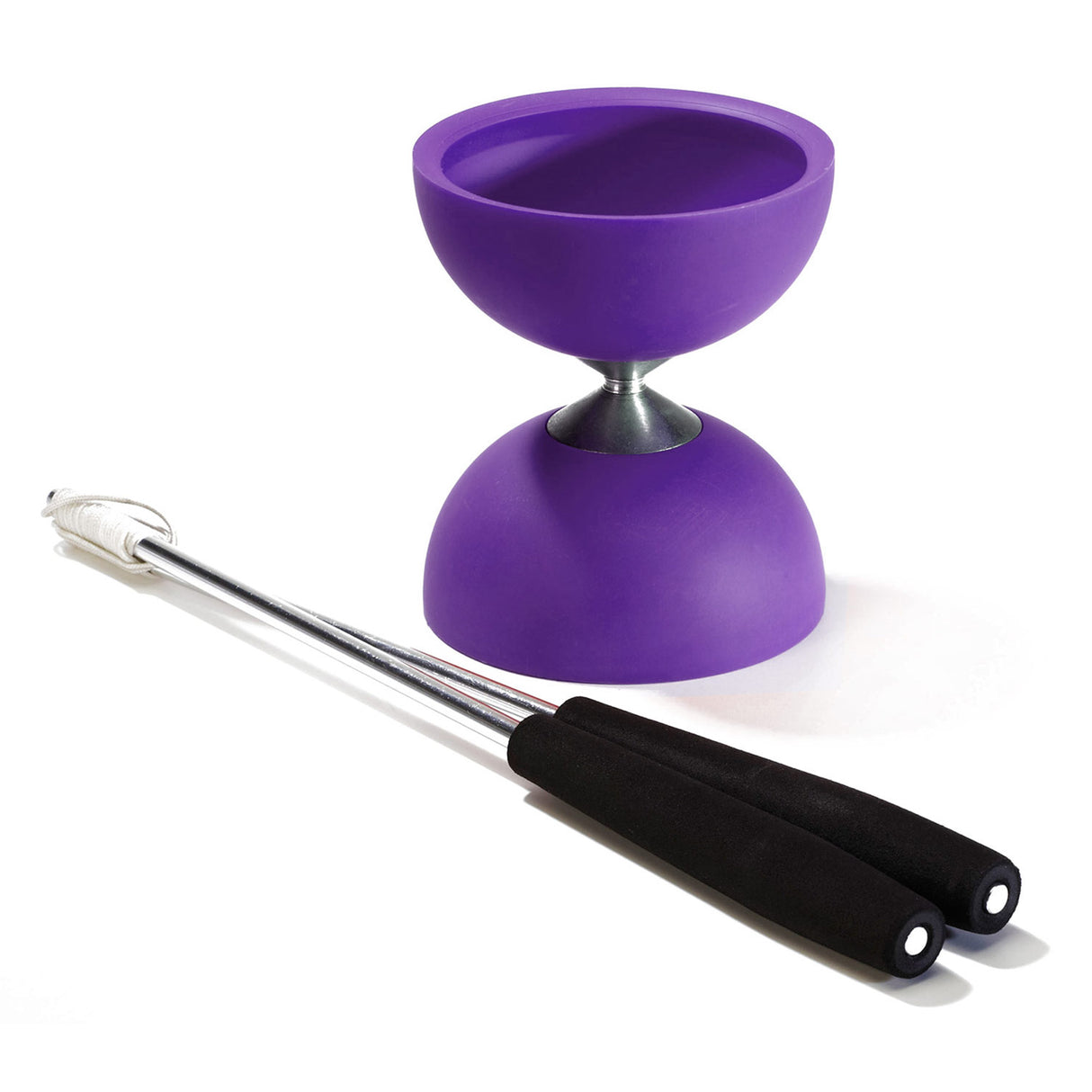 Diabolo en caoutchouc eureka avec bâtons en aluminium violet