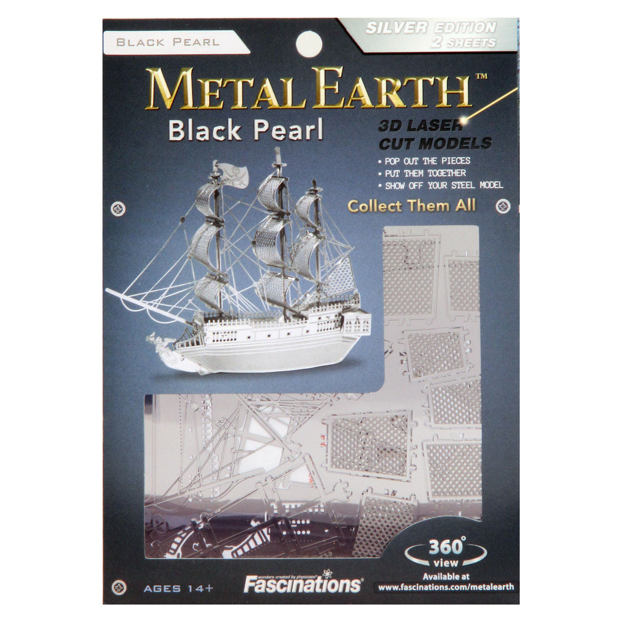 Eureka Metal Earth Pirate Ship Black Pearl Silver edition