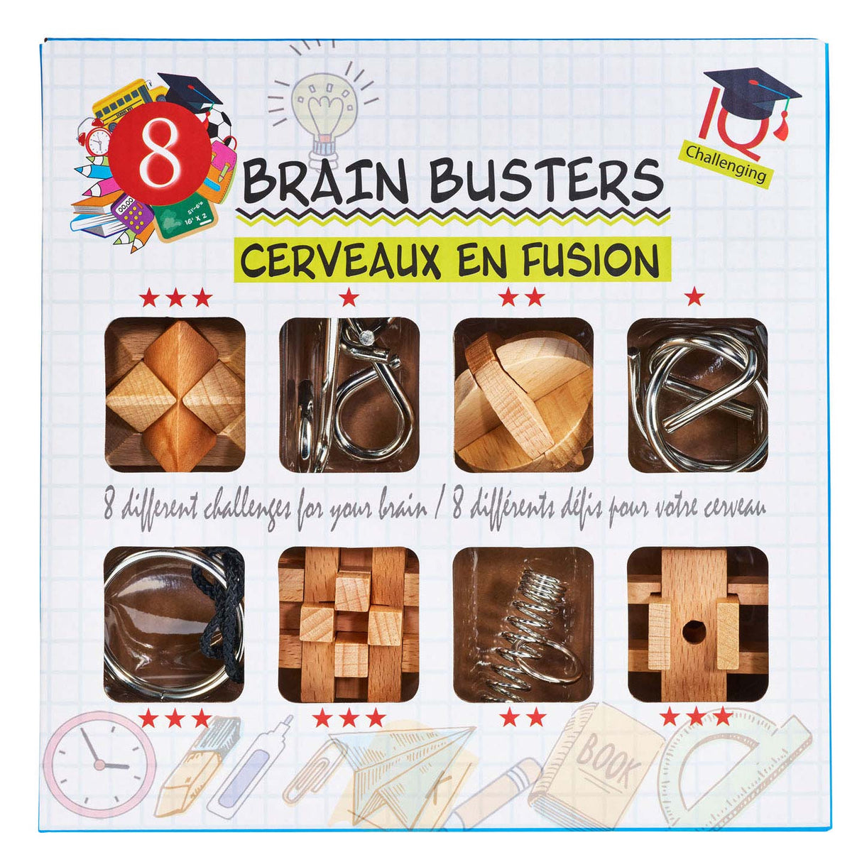 Brain Puzzle Set Wood and Metal, 8 ..