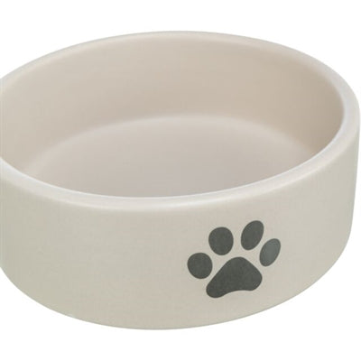 Trixie food bowl Drinking bin dog Poot motif Ceramic light gray gray