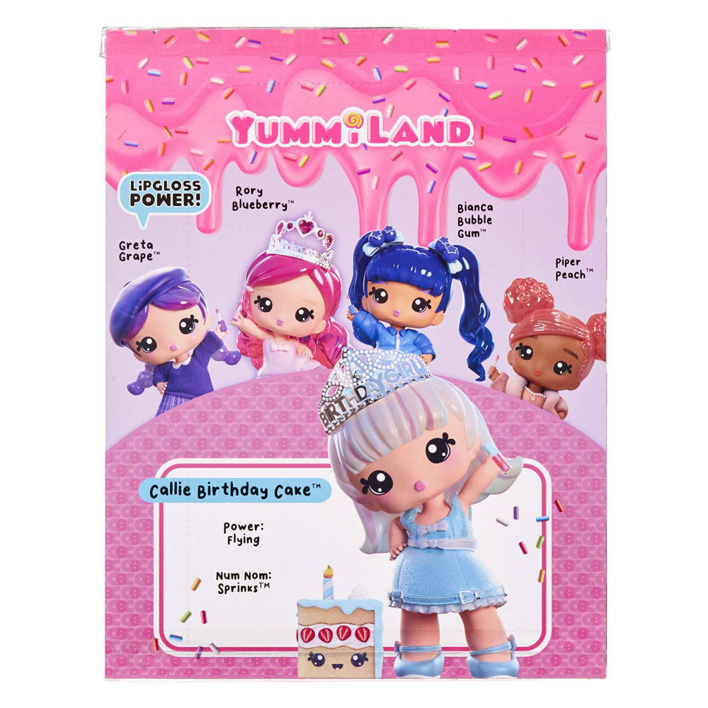 MGA Entertainment Yummiland LipGloss Pop avec animal de compagnie - Callie Gâteau d'anniversaire