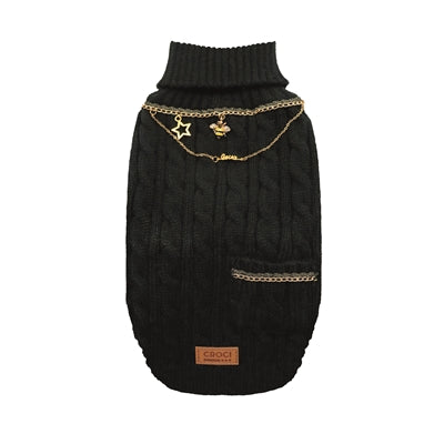 Croci Hond Pullover mat Kette Gold -Coloréiert schwaarz