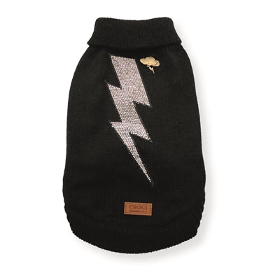 Croci Dog Sweater Thunder Lightning Bolt Negro