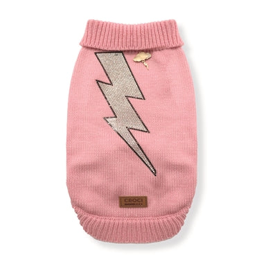 Croci pasji pulover Thunder Lightning Bolt Pink