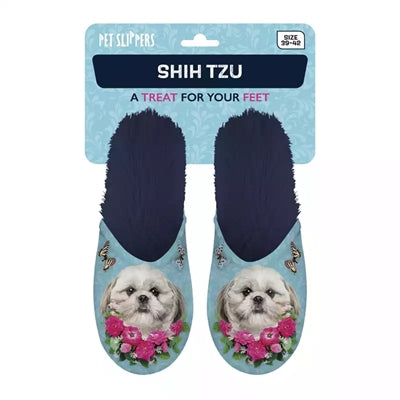 Pantoffel shih tzu lichtblauw donkerblauw