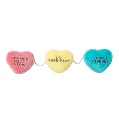 Fuzzyard Fuzzyard candy hearts aan touw met catnip pluche