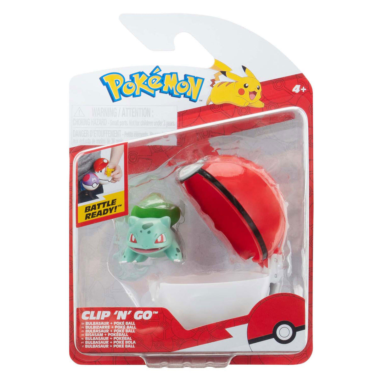 Jazwares pokémon - clip n go bulbasaur with poké ball