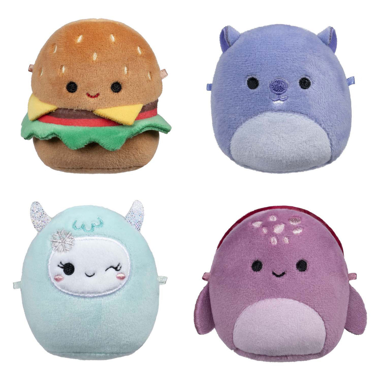 Squishmallows cuddly plush micromallows - carl, yollie, javari, tudor, 4-pack