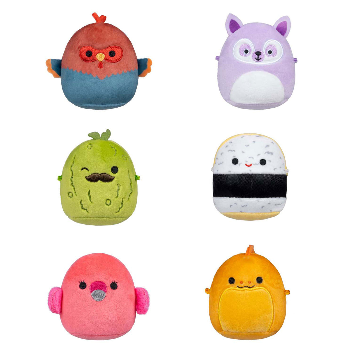 Squishmallows cuddly plush micromallows - charles, onel, mo, cookie, reed, layla, 6-pack