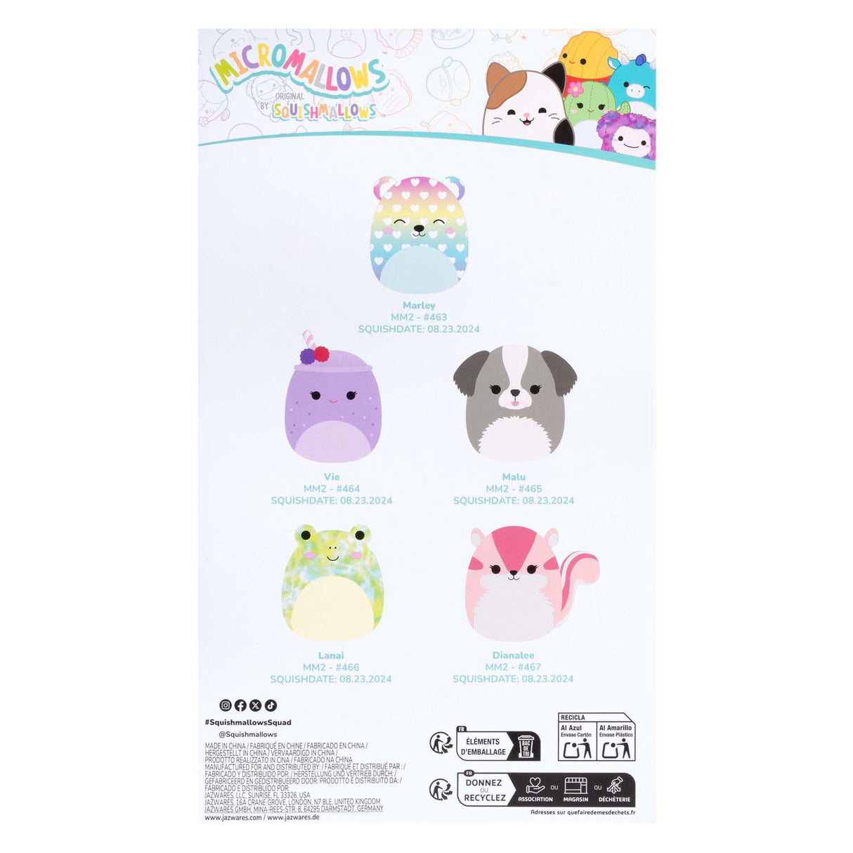 Jazwares squishmallows cuddly toy plush micromallows, 5 pcs.