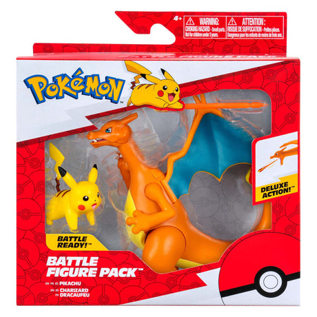 Jazwares pokémon-stridsfigurer - glurak och pikachu - 2 st.