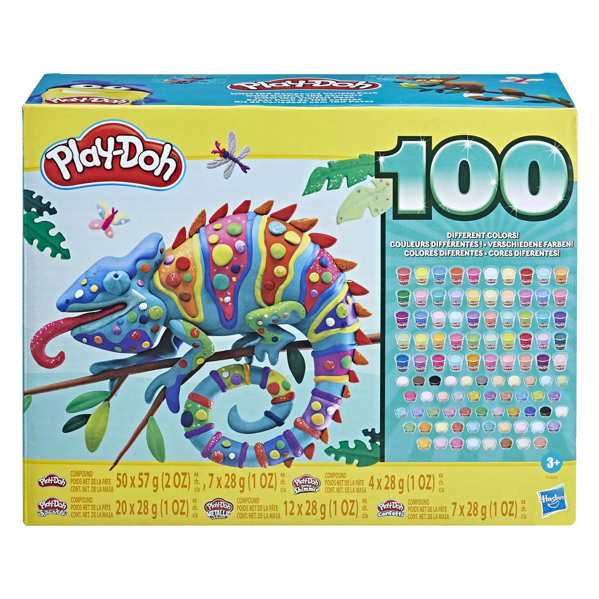 Play-doh wow 100 sammansatt variationspaket, 100 burkar