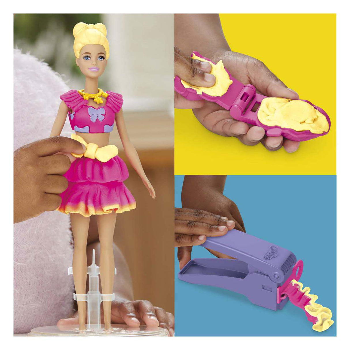 Play-doh barbie ruffles and bows - 3 clay pots