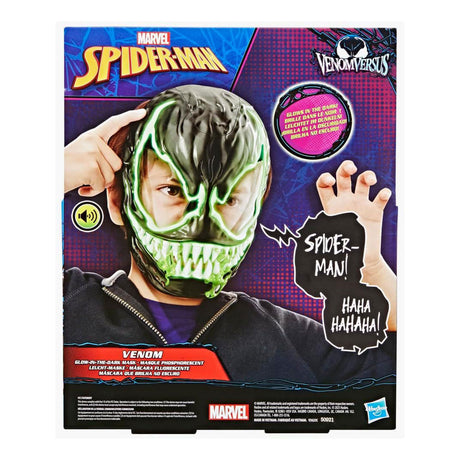 Zabawki superbohatera firmy Hasbro Spider-Man i jad świecących w ciemności masek.