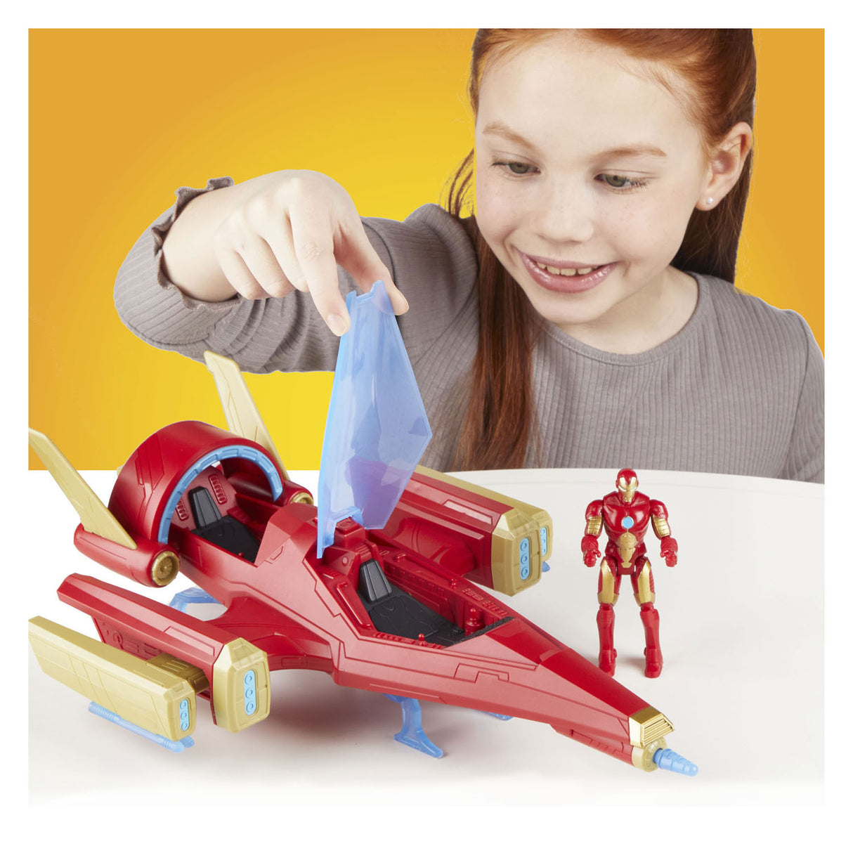 Marvel Avengers Iron Man Schëff mat 1 Figur - 10 cm - Alter 4