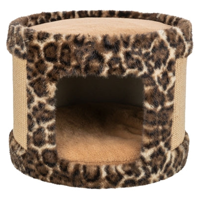 Trixie scratch barrel leo leopard print brown