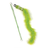 Happy pet tabby patch cat rod caterpillar green