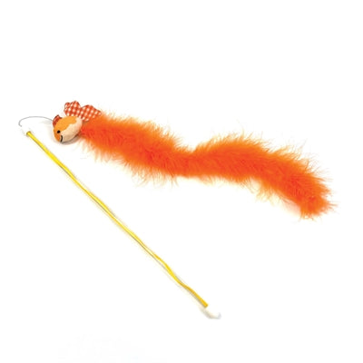 Happy pet tabby patch cat fishing rod goldfish orange