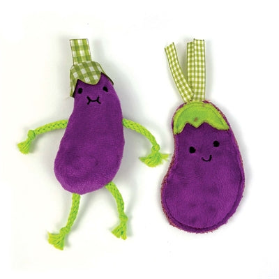 Happy pet tabby patch eggplants with catnip