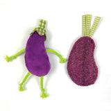 Happy pet tabby patch eggplants with catnip