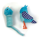 Happy pet tabby patch bird blue