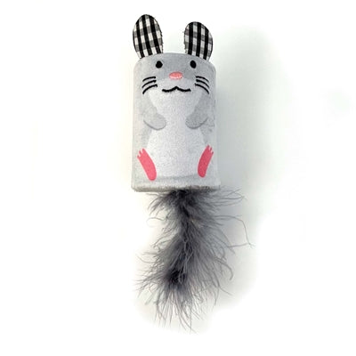 Happy pet tabby patch mouse ratchet and roller gray