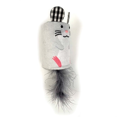 Happy pet tabby patch mouse ratchet and roller gray
