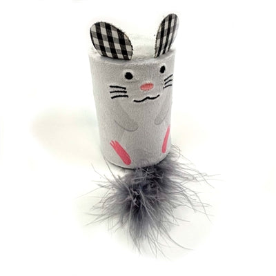Happy pet tabby patch mouse ratchet and roller gray
