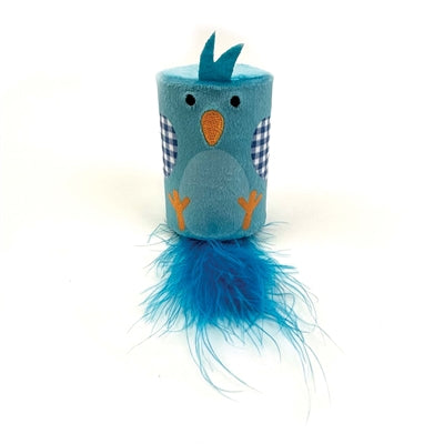Happy pet tabby patch bird rattle and roller blue