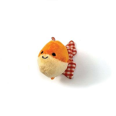 Happy pet tabby patch shaking goldfish