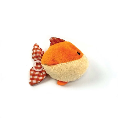 Happy pet tabby patch shaking goldfish