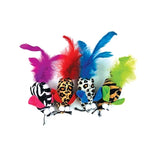 Happy pet tabby patch safari mouse with feathers assorted