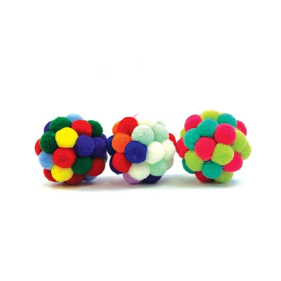 Happy pet tabby patch pom pom ball assorted