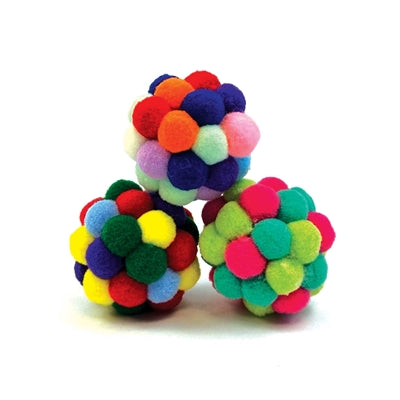 Happy pet tabby patch pom pom ball assorted