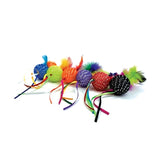Happy pet tabby patch glitter ball with rattle and feathers