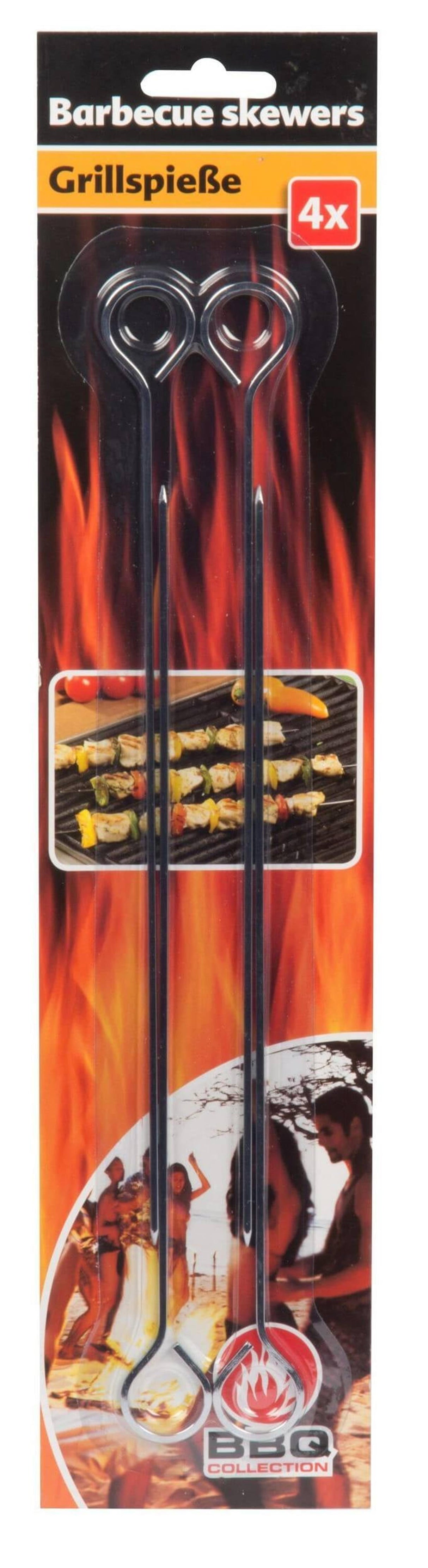 BBQ collection barbecue skewer 24 cm, 4 pieces stainless steel