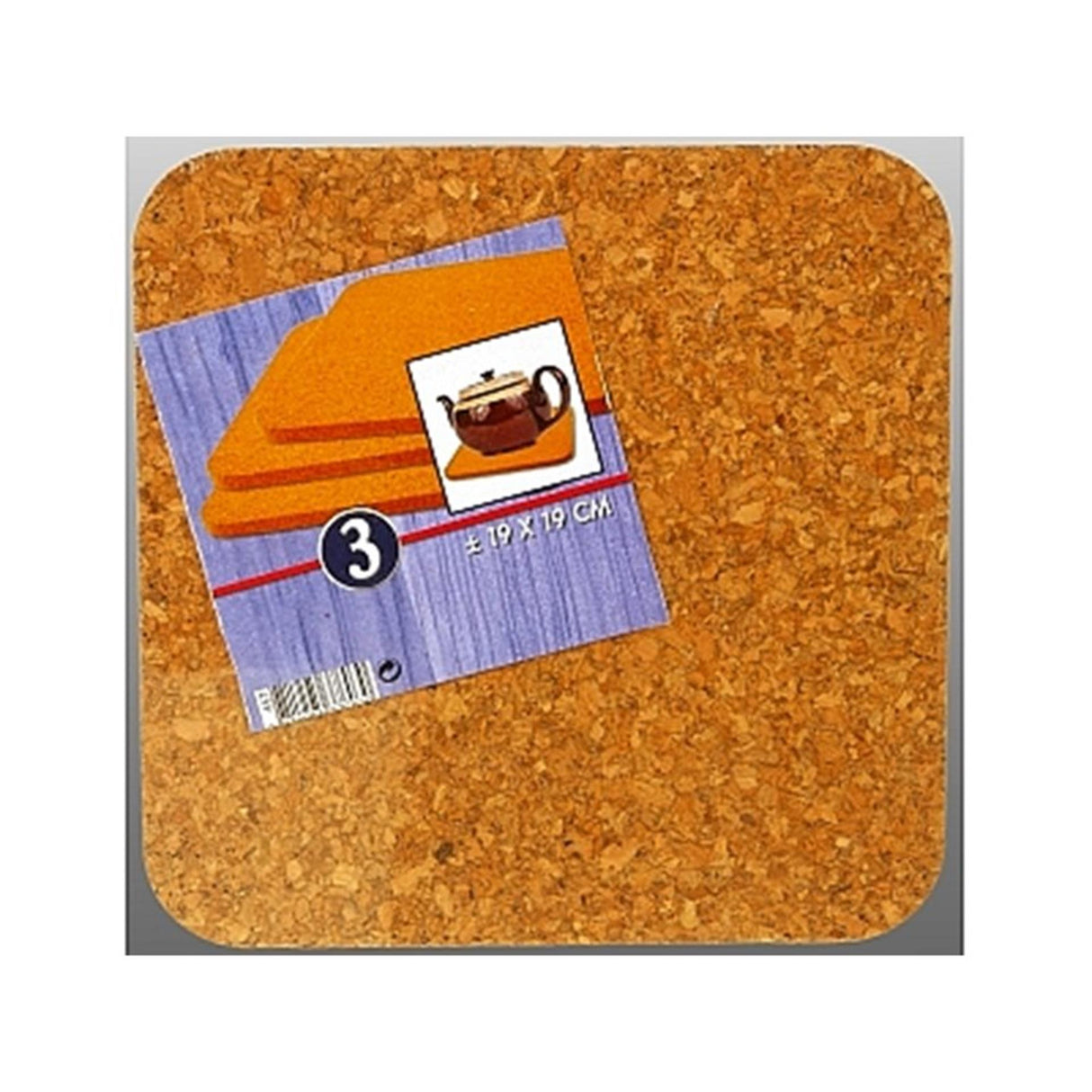 Excellent houseware cork coaster square 19x19cm set of 3
