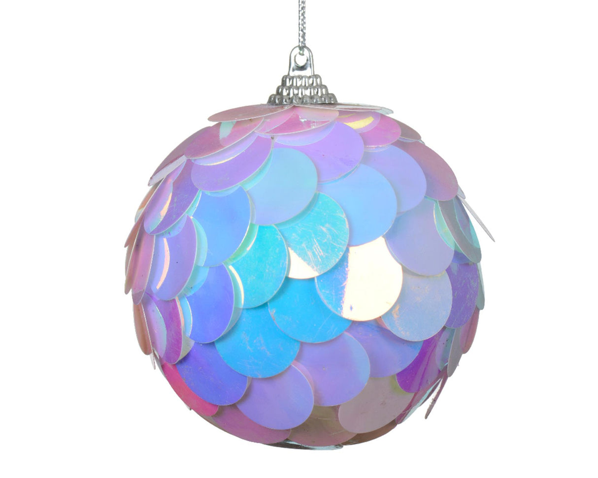 Decoris Christmas bauble sequins iridescent 8cm 4 pcs