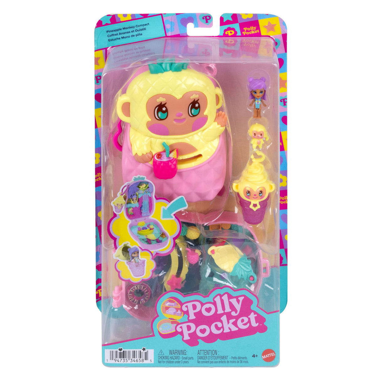 Polly pocket pineapple monkey compact play set
