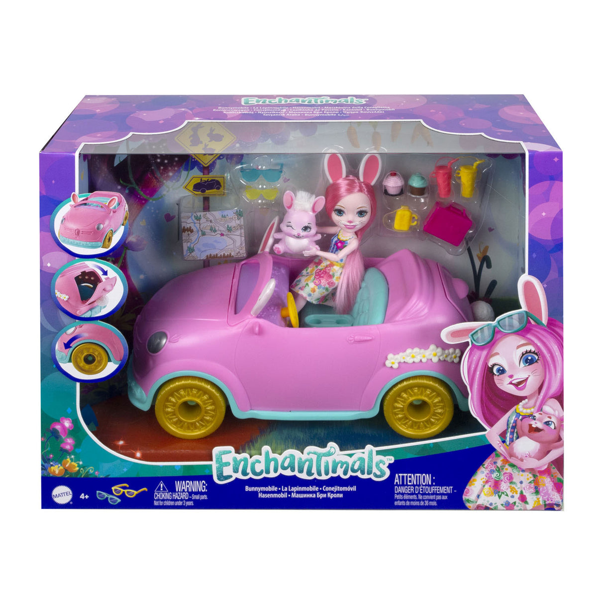 Mattel Enchantimals rabbit with vehicle