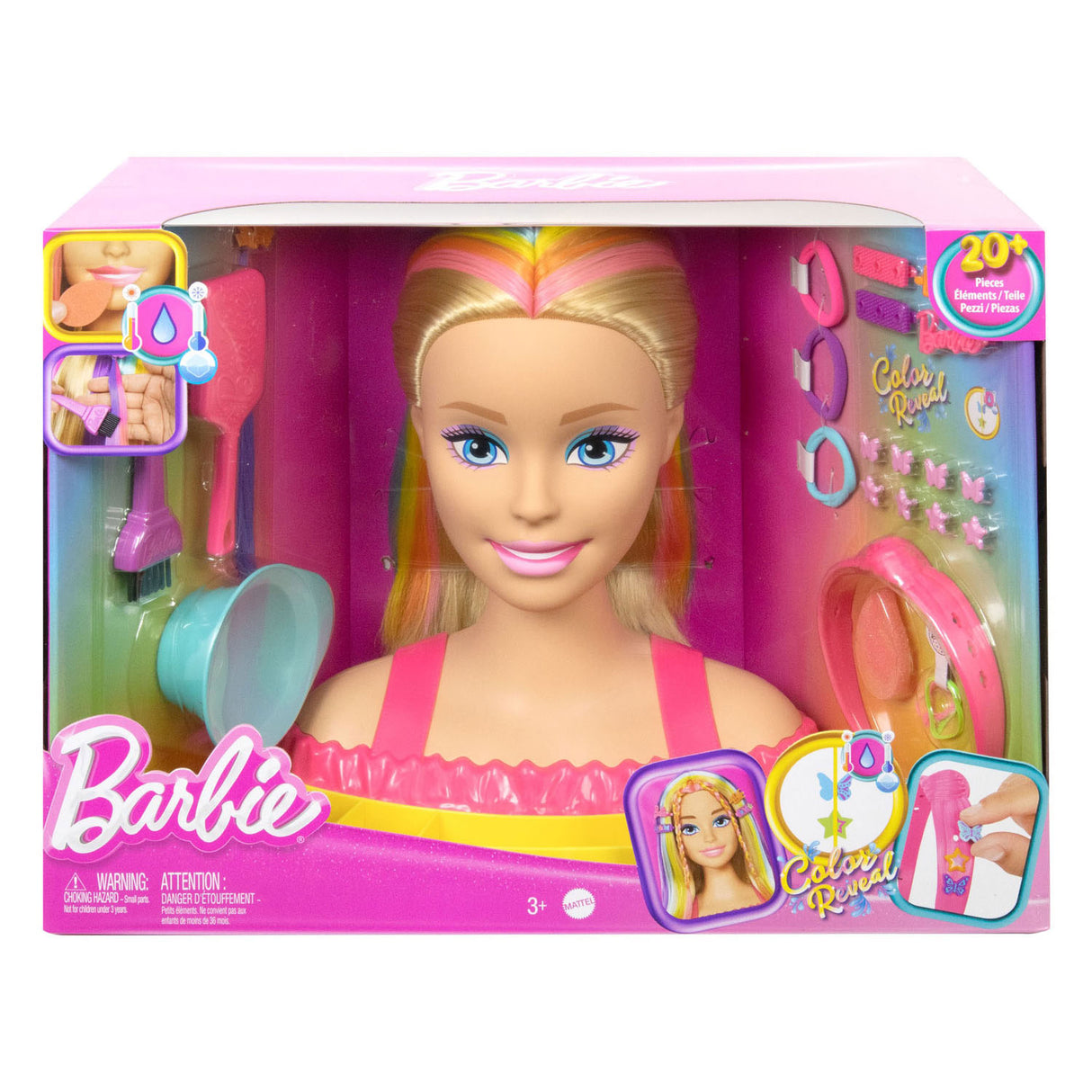 Mattel Neon Rainbow Hair Head Deluxe