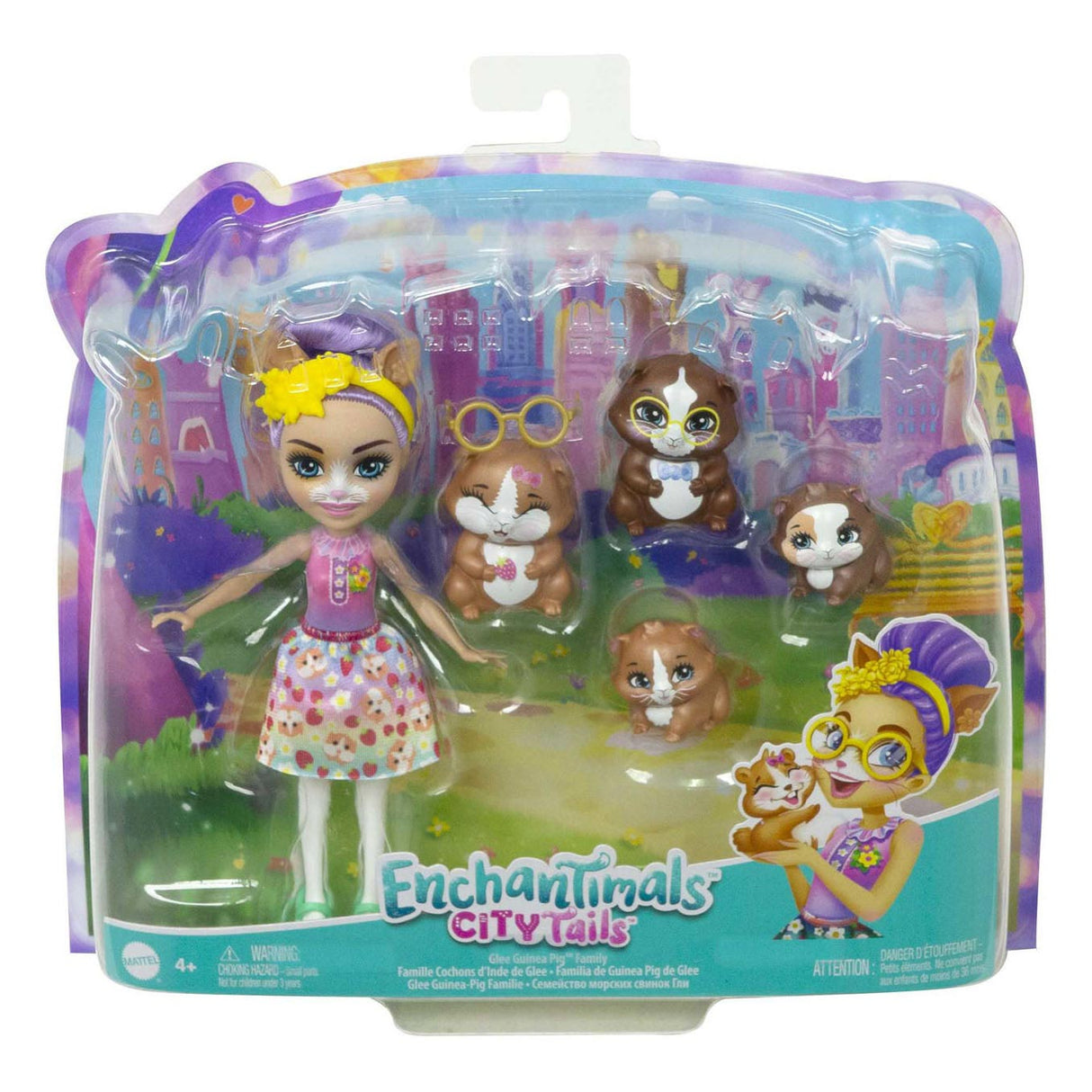 Mattel Enchantimals City Tails Pop Glee Guardian und Meerschweinchen Freunde