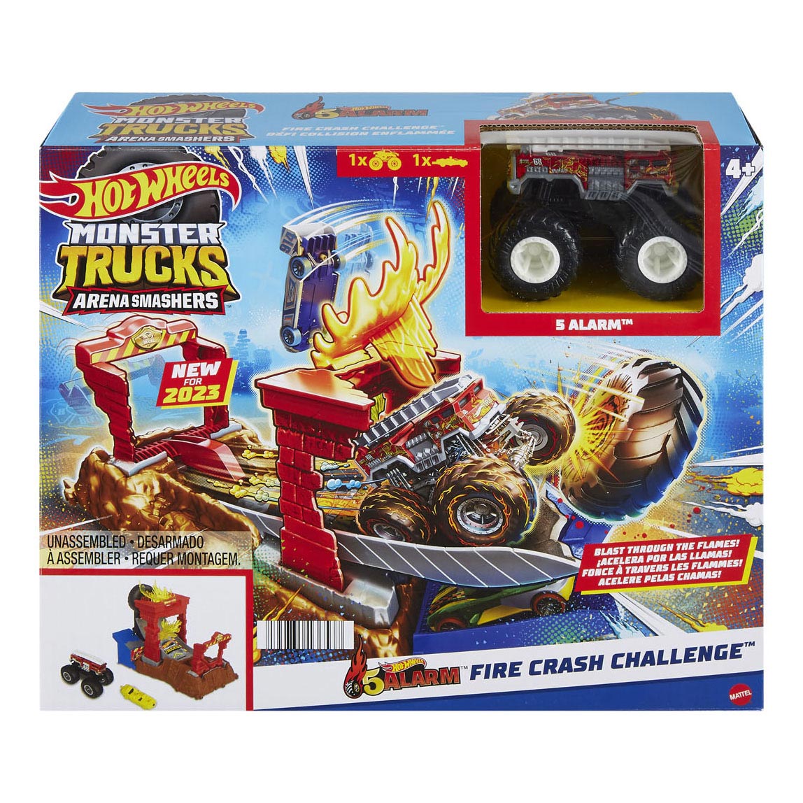 Hot Wheels Monster Trucks Arena Smash 5 Alarm Fire Crash Play Set