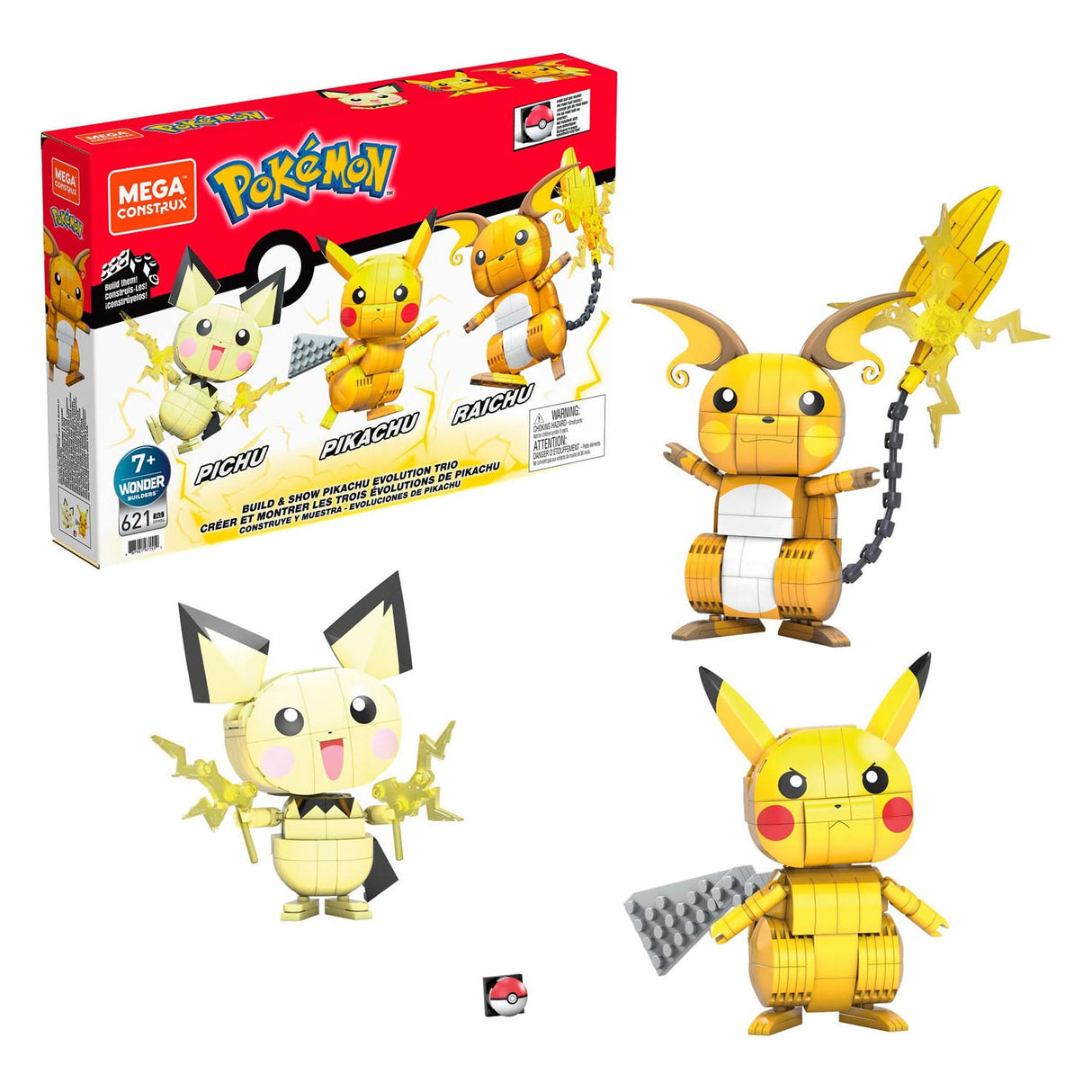 Pokémon mega construx pokemon gradbeni komplet zgradba in prikaz pikachu evolution trio