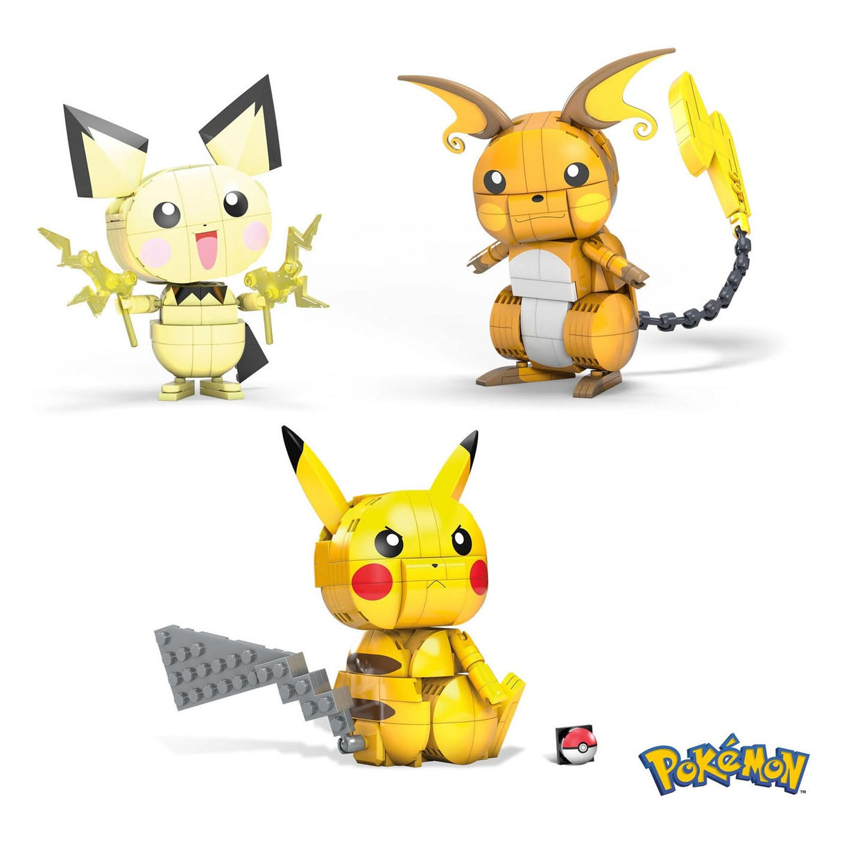 Pokémon Mega Construx Pokemon Construction set Build and Show Pikachu Evolution Trio